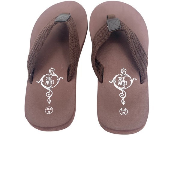NEW Sole Mates‎ Men’s Flip Flops Sandals NEW Brown Size 9/10 - Picture 4 of 10